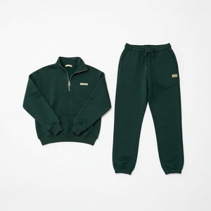 Women Half <b>Zip</b> Tracksuit Set Custom Logo Sweatshirt Jogger Set Casual Lounge Wear Sportswear 2 Piece Athleisure Set - Product Image 4