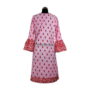 Vestido Túnica de Algodón con Estampado Artesanal para Mujer, Modelo DHB008, el Mejor Vestido con Estampado Artesanal - Product Image 5