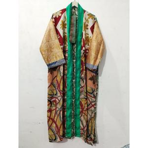 Elegant Sexy Comfortable Vintage Boho Style Women's Silk Sari Kimono <b>Robe</b> Floral Pattern Breathable Sleepwear <b>Beach</b> House Bridal - Product Image 6