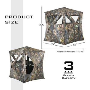 เต็นท์พรางตัวแบบพกพาสำหรับ 3 คน พร้อมสายรัดสำหรับวางเหยื่อล่อ - Product Image 4