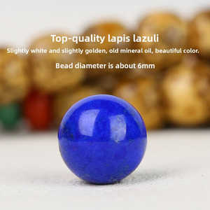 Perles rondes en lapis-lazuli de haute qualité naturelles de 4 mm pour la fabrication de bijoux, couleur bleue, marque Afghanistan Abbott, modèle LLAM002 - Product Image 4
