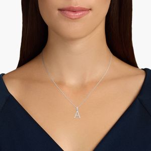 Lab-Grown Diamond Initial A-Z Pendant <b>Necklace</b> InWhite Gold - Product Image 2