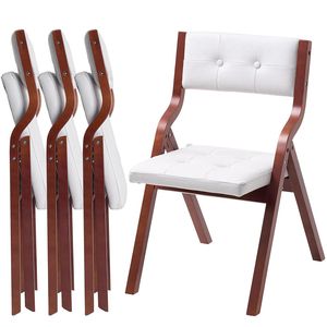 Set di 4 Sedie Pieghevoli Portatili Imbottite Moderne con Telaio in Legno, Comode Sedie Pieghevoli in Legno per Sala da Pranzo - Product Image 1