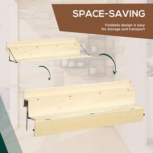 Tavolino Pieghevole da Balcone in Legno di Abete Appendibile, 3.9 Pollici, Naturale, per Esterni, con Barra Pieghevole per Ringhiera - Product Image 5