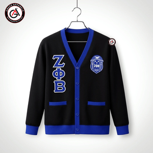 เสื้อคาร์ดิแกนอะคริลิกปักลายถักสำหรับผู้หญิง Zeta Phi Beta Finer |   ZOB Sorority ชุดปักลายสำหรับสุภาพสตรีแบบวินเทจป้องกันรอยยับ - Product Image 1