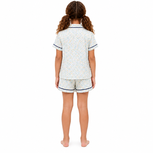 Conjunto de Pijama con Estampado Floral para Niñas, Manga Corta, Ropa de Dormir Infantil, Top con Botones, Pantalones Cortos, Ropa de Dormir de Verano para Niños - Product Image 6