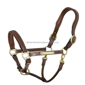 En gros, best-seller : Collier de tête en cuir pour cheval avec plaque nominative en laiton, tailles personnalisées, et quincaillerie réglable pour collier de cheval - Product Image 4