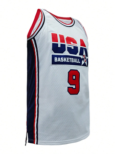 Custom <b>Mesh</b> Basketball Jersey White Sleeveless Team Tank Breathable Sports Uniform Red Blue - Product Image 5