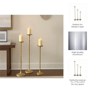 Ensemble de supports à bougies en métal argenté, 3 tailles, design torsadé, décoration d'intérieur, porte-bougie durable - Product Image 6