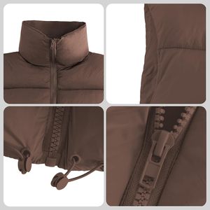 Chaleco Acolchado de Mujer con Cuello Alto, Cierre de Cremallera, Color Sólido, Casual, Corto, Impermeable, con Bordado y Peluche, Último Modelo OEM - Product Image 2