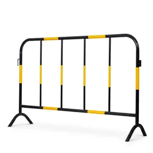 Clôture de sécurité industrielle en acier au carbone, cadre rectangulaire, peint en noir et jaune, barrière temporaire durable, clôture de chantier, modélisation 3D - Product Image 1