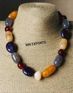 MN EXPORTS <b>Resin</b> Stone Beaded Necklace Other Plated Clasp Fashion Style Unisex Hand-made Heart Shape Wedding Party Occasions - Product Image 4