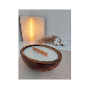 Luxury Pedestal Wooden Multi <b>Wick</b> <b>Candle</b> Bowl Handmade Soy Wax <b>Candle</b> Vessel Decorative Rustic Home Fragrance Centerpiece jar - Product Image 3