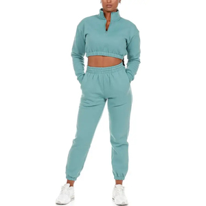 Women's Breathable Winter Casual Windproof Stand <b>Crop</b> <b>Top</b> Tracksuit Streetwear Joggers Running Fitness Solid Pattern Washed 100% - Product Image 1