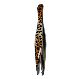 Ensemble de pinces à épiler pour cils et sourcils en acier inoxydable de haute qualité, usage professionnel, meilleur prix, avec étui en cuir - Product Image 3