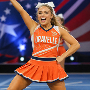 Women's Performance Cheer Outfit Two-Piece Pleated <b>Skirt</b> and Mesh Panel Top Cheerleader Uniform Custom OEM - Product Image 4