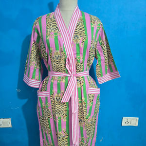 Kimonos Largos Estampados de Algodón Hechos a Mano, Unisex, Elegantes, para Dormir, para Damas de Honor y Mujeres - Product Image 1