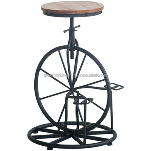 Table de bar et tabouret de style rustique industriel avec plateau en bois massif et structure métallique, ensemble moderne pour café, nouveauté 2026 - Product Image 1