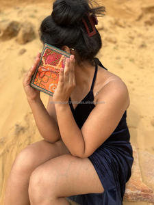 Nouveau véritable fabriqué à la main coloré Sari garniture brodé fil sécurisé fermeture Journal Vintage vibrant couverture non doublé feuille recyclée - Product Image 4