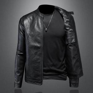 2026 Autumn and Winter New Fashion Handsome with Solid Color Men <b>Stand</b> Collar Motorcycle Leather <b>Coat</b> <b>Slim</b> Fashion - Product Image 4