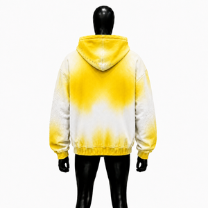 Sweat-shirt à capuche zippé dégradé jaune et blanc, coupe oversize, streetwear unisexe, veste à capuche ombrée premium, fermeture éclair intégrale, effet vintage délavé - Product Image 2