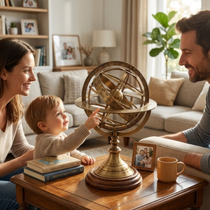Vintage Brass Desk Globe | Decorative World Map Globe for Office <b>Table</b> <b>Study</b> Room | Educational Home Decor Display Accent - Product Image 3