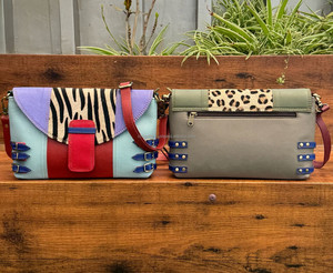 Sac à bandoulière à sangle amovible en cuir recyclé coloré imprimé animal fait à la main pour les grands sacs cartables à motifs uniques pour femmes - Product Image 5