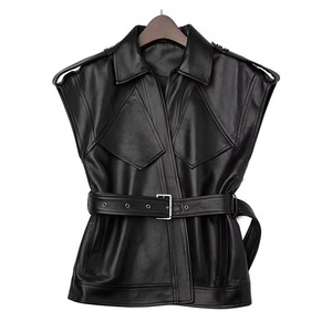 Chaleco de Cuero para Mujer, Diseño Personalizado, Venta al Por Mayor, Color Sólido, Todas las Tallas, Chaleco de Cuero Genuino para Motocicleta - Product Image 2