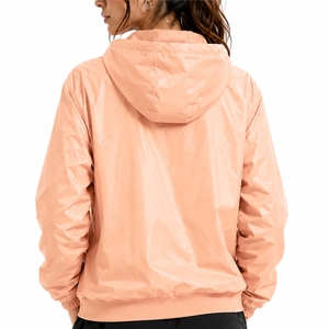 <b>Women</b>’s <b>Lightweight</b> Travel Windbreaker <b>Jacket</b> Smooth Zip Front Comfortable Side Pockets Adjustable Hood Detail - Product Image 2