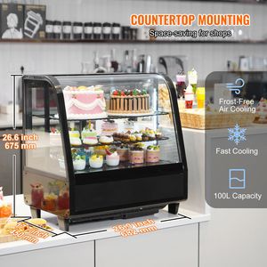 Vetrina Refrigerata Commerciale a 2 Ripiani da Banco, 3.5 Cu.Ft./100L, con Illuminazione LED - Product Image 2