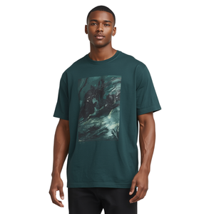 T-shirt moderne pour homme, coupe ample, avec impression numérique graphique Liquid Motion, impression en relief et détails brodés tendance - Product Image 2