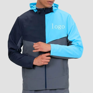 High Quality Waterproof Nylon Polyester Color Blocked Zip up Men's Sports <b>Windbreaker</b> Racing Anorak Jackets - Product Image 1