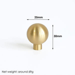 Modern Round Ball Solid Brass Cabinet <b>Knob</b> Brushed Gold Finish <b>Drawer</b> <b>Knob</b> for Kitchen Cabinet Wardrobe Furniture Hardware - Product Image 2