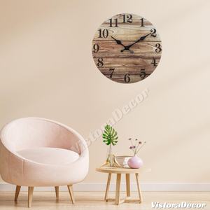Rustic Wood Grain <b>Wall</b> <b>Clock</b> – Silent Farmhouse Decor, <b>Vintage</b> Style Living Room Art - Product Image 2