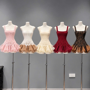 Robes de princesse sexy en soie et dentelle pour femmes, taille naturelle, coupe ajustée, sans bretelles, en mousseline, décontractées, lavables, prix d'usine, personnalisables - Product Image 1