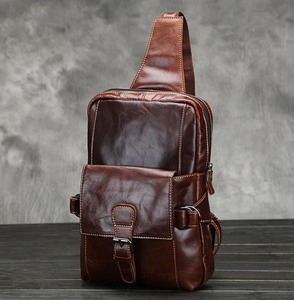 Bolsos de Pecho para Hombre, Bolsa de Cintura de Cuero Vacuno Genuino, Bolsos de Hombro Casuales, Bolsa Cruzada - Product Image 1