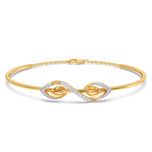 <b>Infinity</b> Leaf Diamond <b>Bracelet</b> with Yellow Gold Slim Frame and Interwoven Botanical Center Design - Product Image 1