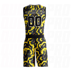Custom <b>Gold</b> Black White Round Neck Sublimation Basketball Uniform Jersey Custom Team Name <b>Number</b> Logo Basketball Sportswear Set - Product Image 2