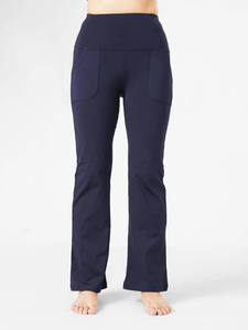 Pantalon de yoga évasé taille haute pour femme avec poches, extensible, pour fitness et entraînement, coupe bootcut, vêtements de sport - Product Image 1