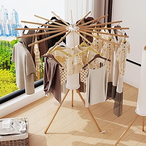 Luxury design Wooden rotary clothes <b>drying</b> <b>rack</b> tripod laundry indoor outdoor portable <b>drying</b> stand customization available - Product Image 3