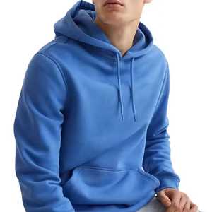 Sweat à capuche pour homme en tissu polaire de coton, couleurs unies simples, personnalisable avec votre propre logo. - Product Image 2