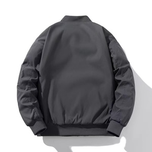 Chaqueta de Moto Slim de Cuero Negro para Hombre, Cuello Alto, Cierre de Cremallera, Poliéster Cortavientos, Estilo Casual de Invierno, Manga Regular - Product Image 2