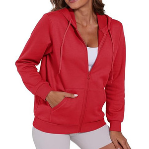 <b>Women's</b> <b>White</b> Full Zip <b>Hoodie</b> Long Sleeve Solid Color Knitted Cotton Breathable Autumn Wear Regular Fit - Product Image 4