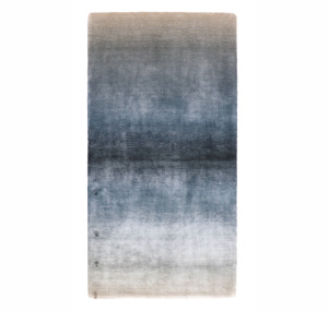 พรมปูพื้นลายทางสีเขียวอมฟ้าเบจ ดีไซน์ทันสมัย ผลิตด้วยมือ 100% วิสโคส เป็นมิตรกับสิ่งแวดล้อม กันลื่น บางเบา ไล่เฉดสี สำหรับใช้ในบ้าน - Product Image 1