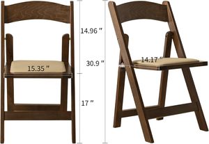 Wooden Folding <b>Chairs</b>, <b>Set</b> <b>of</b> <b>2</b>, Fruit Wood Finish with Upholstered Seat, No Assembly, Durable for Home & <b>Dining</b> - Product Image 3
