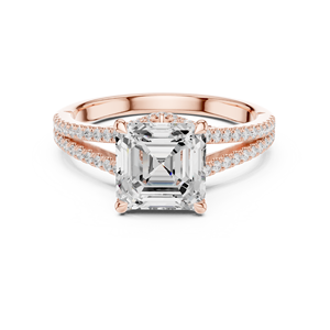 Anillo de compromiso y boda para mujer de oro macizo de 14k con diamante de laboratorio de 2.5 CT, talla Asscher, E VS1, con certificado IGI - Product Image 5