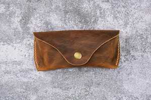 Luxury Genuine Leather Glasses Sleeve <b>Slim</b> Handmade Cowhide Pouch Vintage Reading Spectacles Protector Case LGC-0063 - Product Image 1