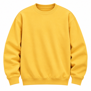 Sweat-shirt à col rond jaune vif pour homme, pull en molleton surdimensionné, streetwear décontracté d'hiver - Product Image 3