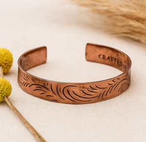 Pure Copper <b>Engraved</b> Seven Chakra Lotus Emblem Magnetic Cuff Bracelet Luxury Handmade Personalization High Polish <b>Bangle</b> Jewelry - Product Image 5