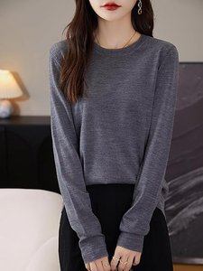 Sweat-shirt à manches longues pour femme, coupe classique et col rond, tenue tendance pour femme, sweats à capuche et sweat-shirts - Product Image 2